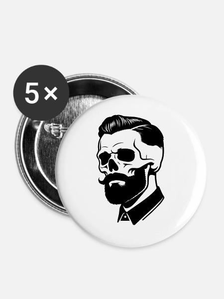 Barbershop-Bart - Buttons groß 56 mm (5er Pack) - Weiß