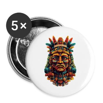 Masque de plume aztèque - Lot de 5 grands badges (56 mm) - blanc - Devant