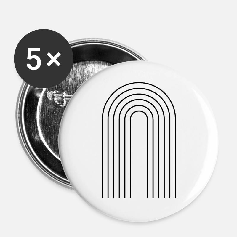Minimalist line composition in black - Buttons large 2.2''/56 mm (5-pack) - white