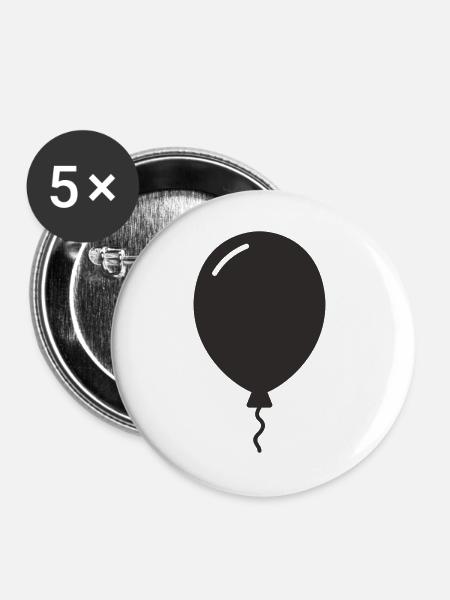 Luftballon – Party, Leichtigkeit & Gute Laune - Buttons groß 56 mm (5er Pack) - Weiß