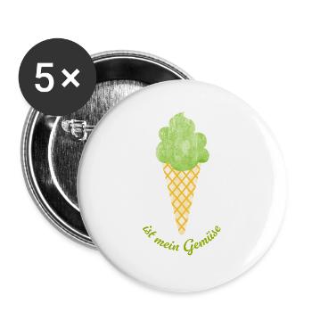 Eis Gemüse Veganer Eiscreme Sommer coole Sprüche - Buttons groß 56 mm (5er Pack) - Weiß - Vorne
