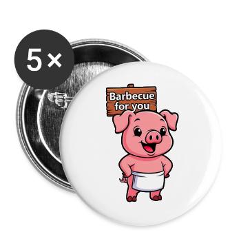 Cricket sign with pig - Buttons large 2.2''/56 mm (5-pack) - white - Front