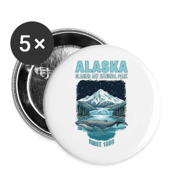 Alaska Cruise Glacier National Park 1980 - Buttons large 2.2''/56 mm (5-pack) - white - Front