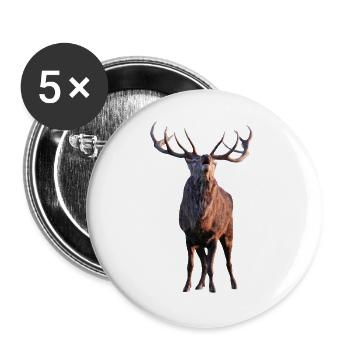Röhrender Hirsch - Buttons groß 56 mm (5er Pack) - Weiß - Vorne