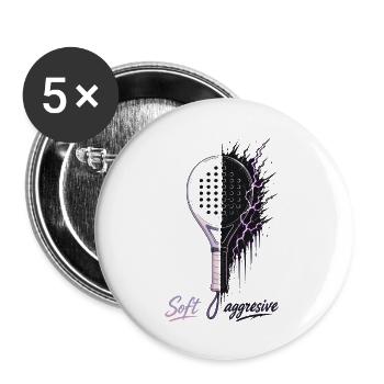 Soft Aggressive Padel Neon - Buttons large 2.2''/56 mm (5-pack) - white - Front