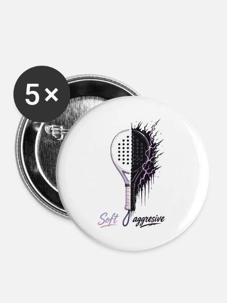 Soft Aggressive Padel Neon - Buttons groß 56 mm (5er Pack) - Weiß