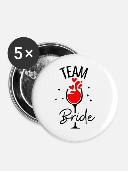 Team Bride Wine - Buttons groß 56 mm (5er Pack) - Weiß