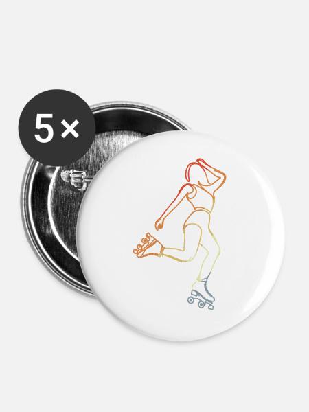 Rollschuhläuferin Skizze - Buttons groß 56 mm (5er Pack) - Weiß