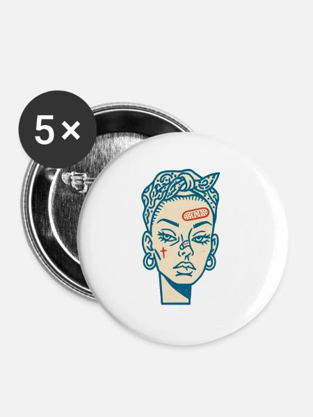 Female face #7 - Buttons groß 56 mm (5er Pack) - Weiß