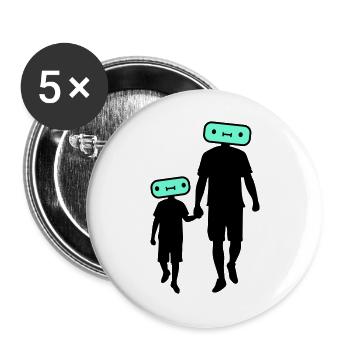 Family Silhouette Dear Children Parents Mom Dad - Buttons large 2.2''/56 mm (5-pack) - white - Front