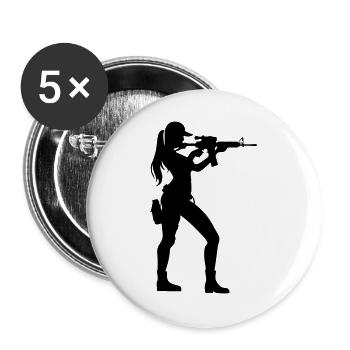 Femme Soldat - Lot de 5 grands badges (56 mm) - blanc - Devant
