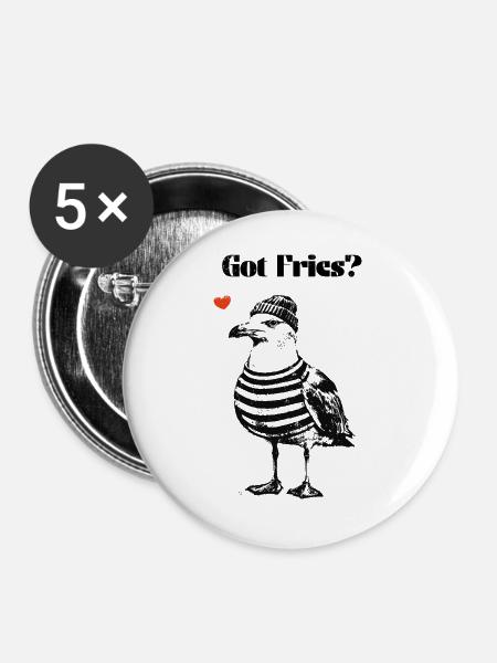 Got Fries? Möwe - Buttons groß 56 mm (5er Pack) - Weiß