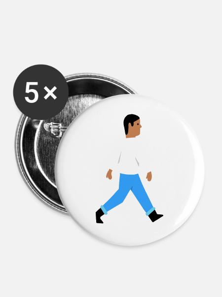 Walking Man - Buttons groß 56 mm (5er Pack) - Weiß