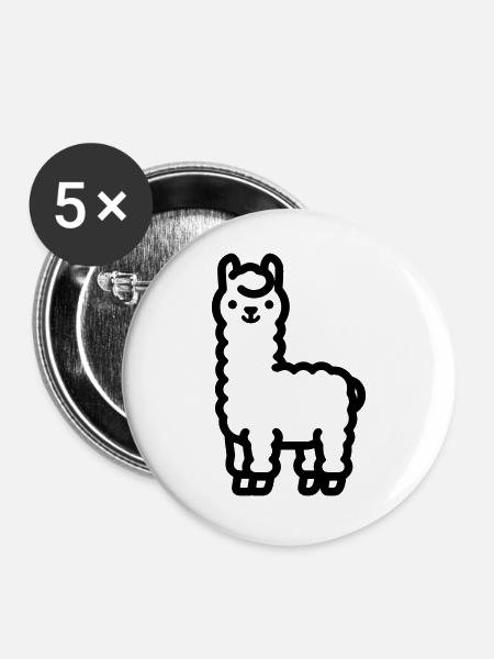 Lama - Buttons groß 56 mm (5er Pack) - Weiß