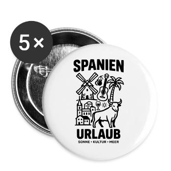 Spanien Urlaub - Buttons groß 56 mm (5er Pack) - Weiß - Vorne