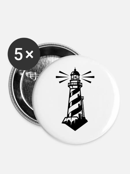Leuchtturm Küste Symbol - Buttons groß 56 mm (5er Pack) - Weiß