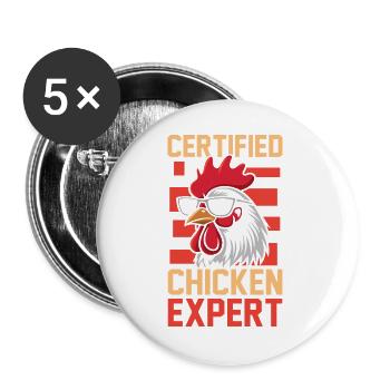 Farmer Rooster Flock Poultry Chicken - Buttons groß 56 mm (5er Pack) - Weiß - Vorne