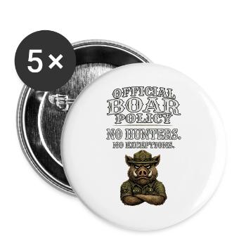 Sécurité des sangliers – Réservé aux sangliers autorisés - Lot de 5 grands badges (56 mm) - blanc - Devant