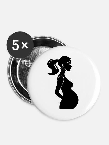 Schwangere Frau - Buttons groß 56 mm (5er Pack) - Weiß