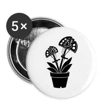 Motif floral en coin grimpant - Lot de 5 grands badges (56 mm) - blanc - Devant