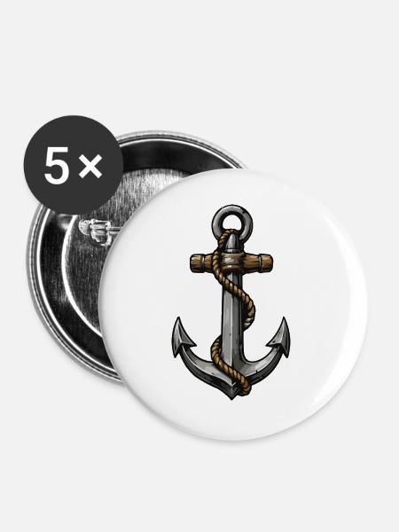 Anker Tau Maritime Stil - Buttons groß 56 mm (5er Pack) - Weiß