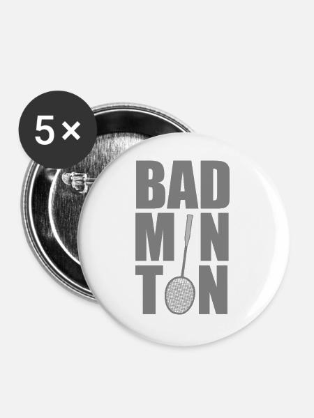 Badminton Typografie Design - Buttons groß 56 mm (5er Pack) - Weiß