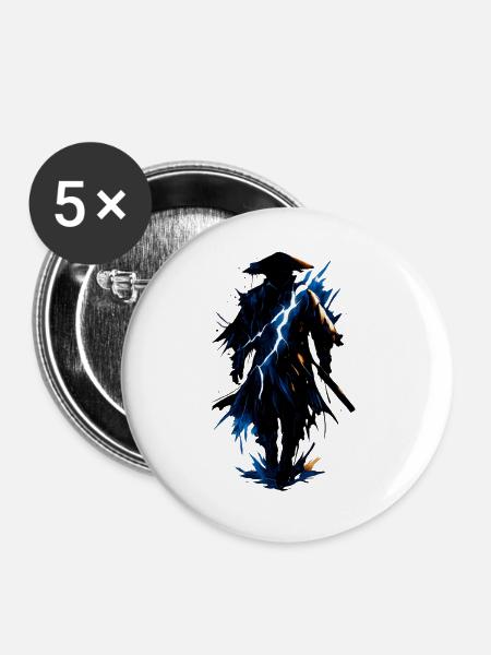 Blitzdrache Neon Schatten - Buttons groß 56 mm (5er Pack) - Weiß