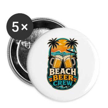 Beach Beer Crew Shirt - Buttons groß 56 mm (5er Pack) - Weiß - Vorne