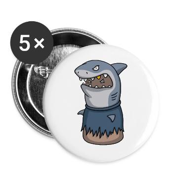 Sharkov – Cartoon Thumb Character - Buttons large 2.2''/56 mm (5-pack) - white - Front