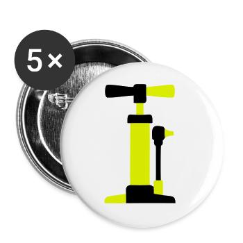 Graphique de pompe à air pour vélo - Lot de 5 grands badges (56 mm) - blanc - Devant