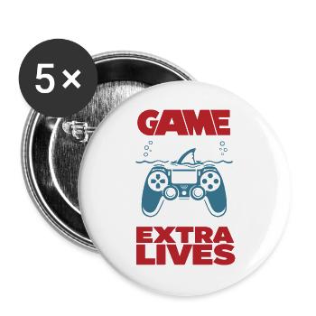 Game Over Extra Lives Gamer Spruch - Buttons large 2.2''/56 mm (5-pack) - white - Front