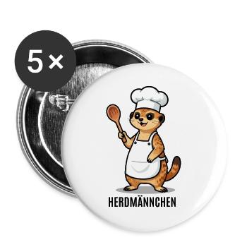 Herdmännchen Koch Gastronomie Beikoch Lustig  - Buttons groß 56 mm (5er Pack) - Weiß - Vorne