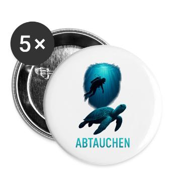 Abtauchen Unterwasserreise - Buttons groß 56 mm (5er Pack) - Weiß - Vorne