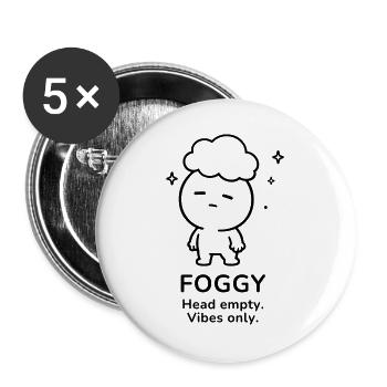 Foggy – Head Empty | Cozy Brain Fog Mood - Buttons groß 56 mm (5er Pack) - Weiß - Vorne
