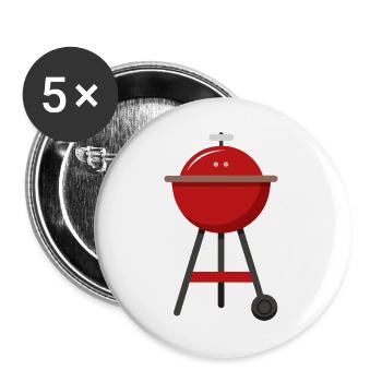 Barbecue barbecue - Lot de 5 grands badges (56 mm) - blanc - Devant