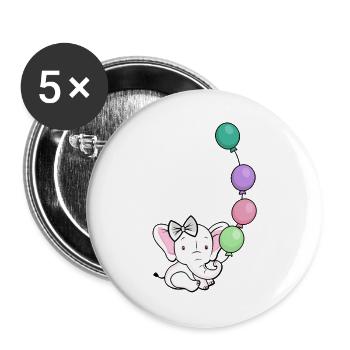 Pastel Balloon Elephant - Buttons large 2.2''/56 mm (5-pack) - white - Front