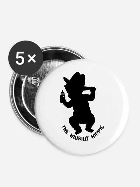 Der_Baby-Hillbilly-Hippie - Buttons groß 56 mm (5er Pack) - Weiß