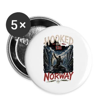 Hooked On Norway - Buttons groß 56 mm (5er Pack) - Weiß - Vorne