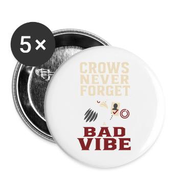 Krähen-rabe Lustiges - Buttons groß 56 mm (5er Pack) - Weiß - Vorne