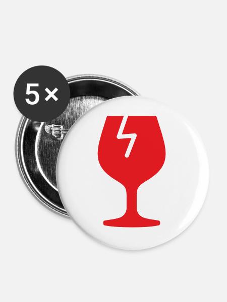 Zerbrechliches Glas-Solid-Icon-Griff mit Sorgfalt Versand - Buttons groß 56 mm (5er Pack) - Weiß