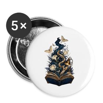 Livre des Nuits Étoilées et Fleurs - Lot de 5 grands badges (56 mm) - blanc - Devant