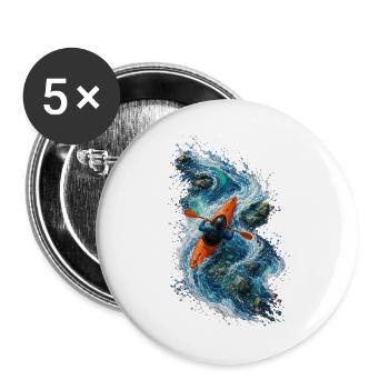 Speed kayaking on blue water - Buttons large 2.2''/56 mm (5-pack) - white - Front