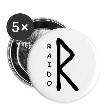 Raido Rune Runen - Buttons groß 56 mm (5er Pack) - Weiß - Vorne