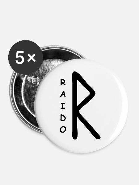 Raido Rune Runen - Buttons groß 56 mm (5er Pack) - Weiß