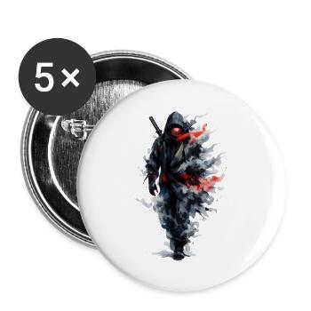 Ninja en voile aquarelle - Lot de 5 grands badges (56 mm) - blanc - Devant