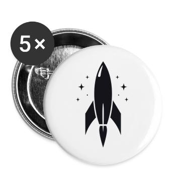 Rakete Weltraum Sterne Design - Buttons groß 56 mm (5er Pack) - Weiß - Vorne