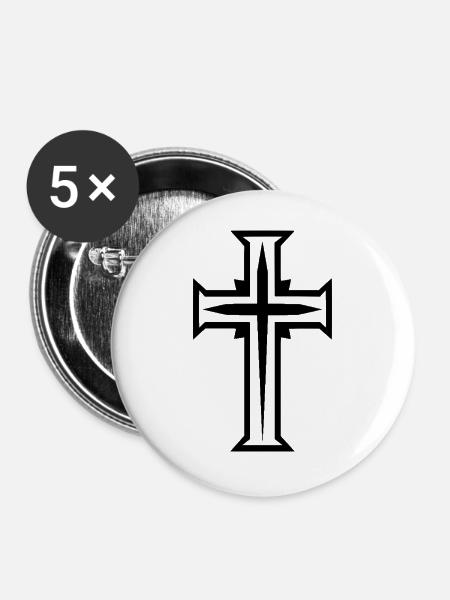 Christen Kreuz - Buttons groß 56 mm (5er Pack) - Weiß