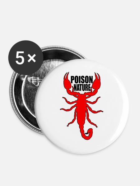 Roter Skorpion auf schwarzem Hintergrund - Buttons groß 56 mm (5er Pack) - Weiß
