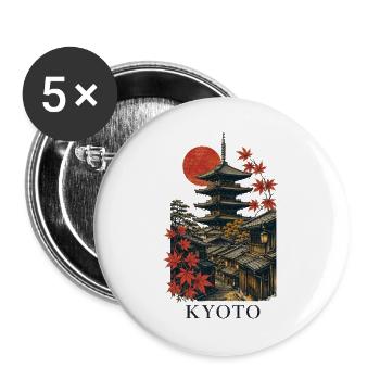 Kyoto Japan Pagoda Street Art - Buttons groß 56 mm (5er Pack) - Weiß - Vorne
