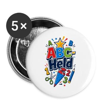 Back to school school child - Buttons large 2.2''/56 mm (5-pack) - white - Front